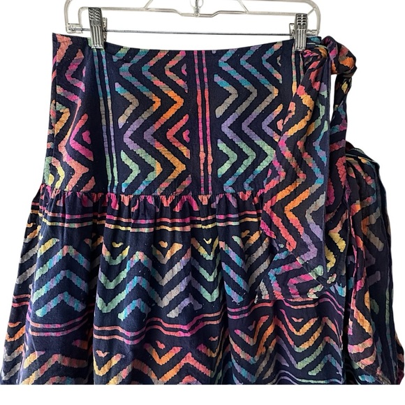 ROPER | NWOT COLORFUL BATIK PRINT COTTON WRAP SKIRT BOHO POCKETS | LARGE - Picture 2 of 11
